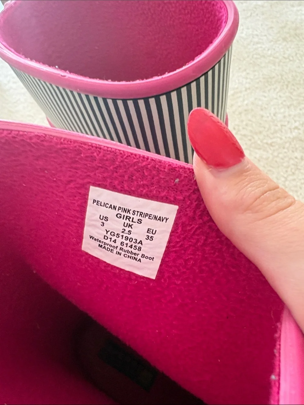 Sperry Kids Rubber Rain Boots in Pink and Black